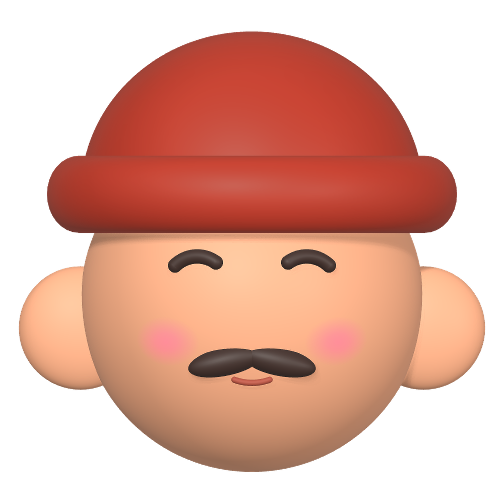 Berat as a clay figure with a red beanie and a mustache