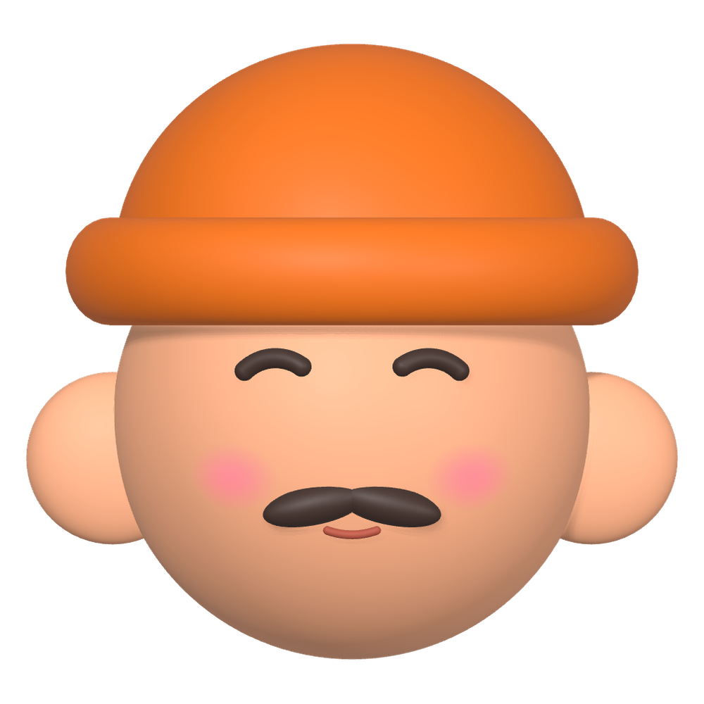 Berat as a clay figure with an orange beanie and a mustache